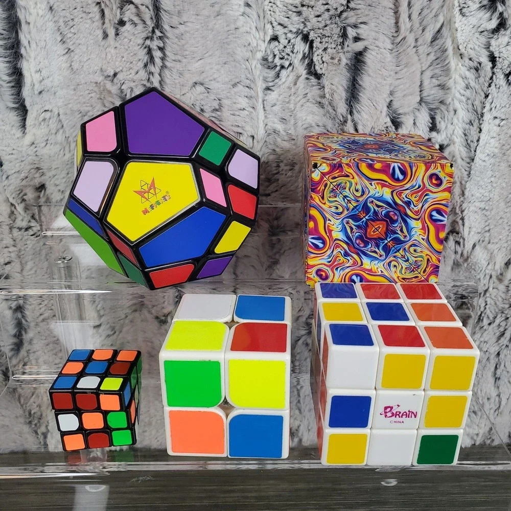 Lot Of 5 Puzzle Cubes Easy To Difficult - Mini To Skewb